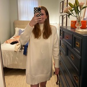 Zara Cream Knit Turtleneck Dress